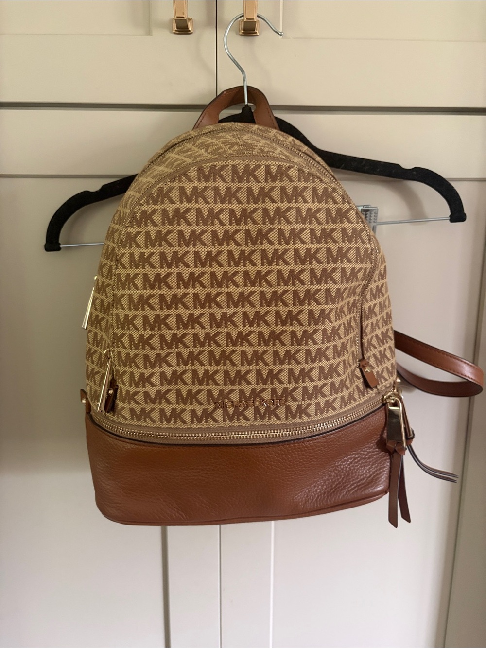 Michael Kors Brown & Tan Signature MK Logo Backpack